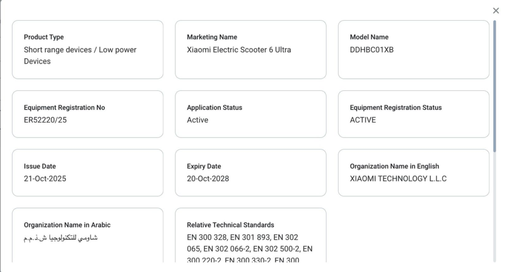 Xiaomi Electric Scooter 6 Ultra Leak