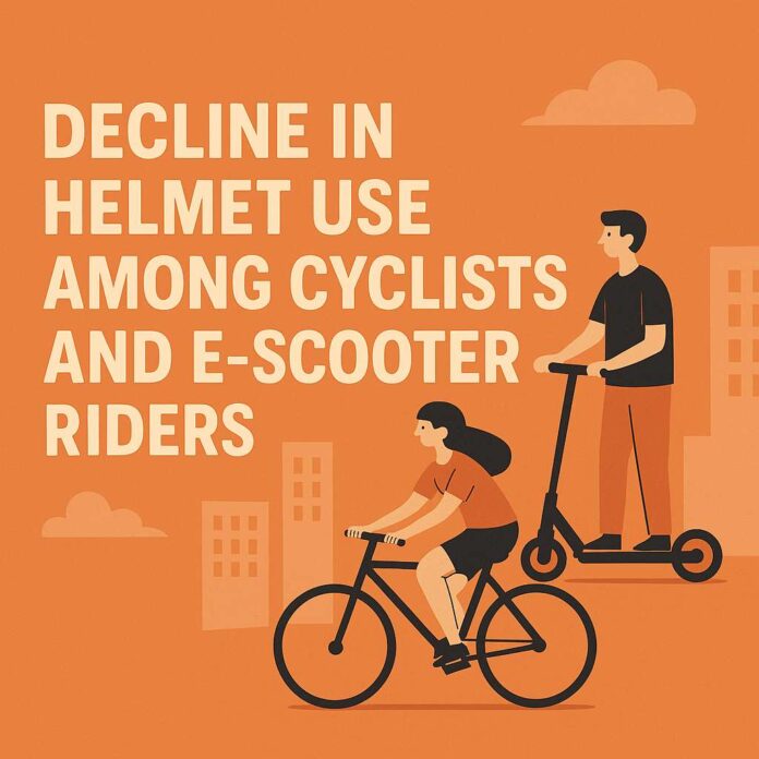 Decline in helmet use among cyclists and e-scooter riders