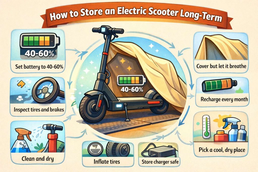 long-term electric scooter storage diagram