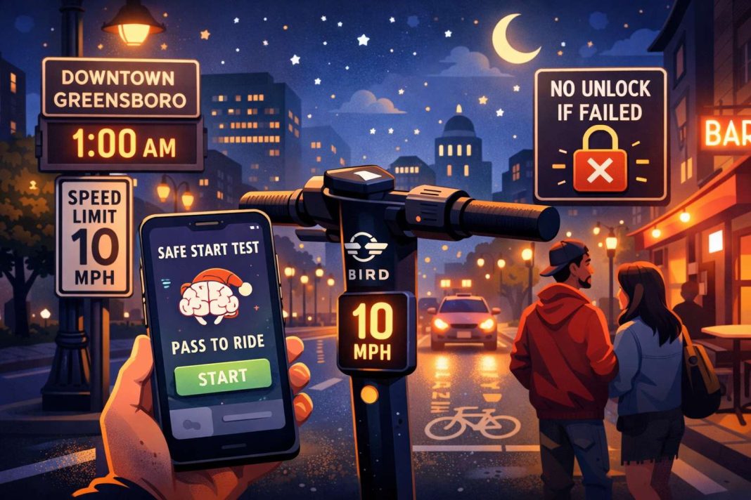 Downtown Greensboro e-scooter night speed limit