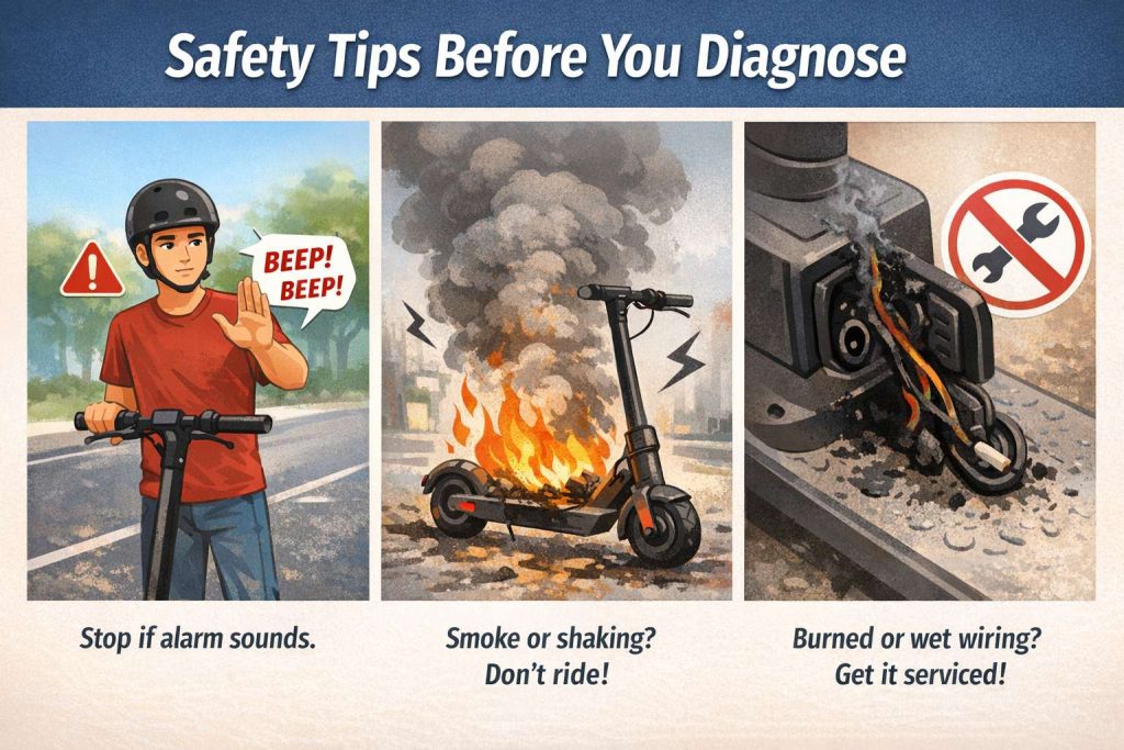 Safety tips before diagnosing scooter errors