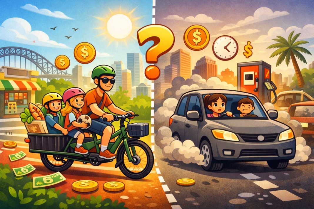 electric cargo bike vs second car Australia