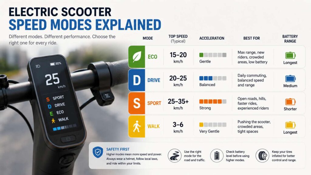 Electric scooter speed modes explained diagram