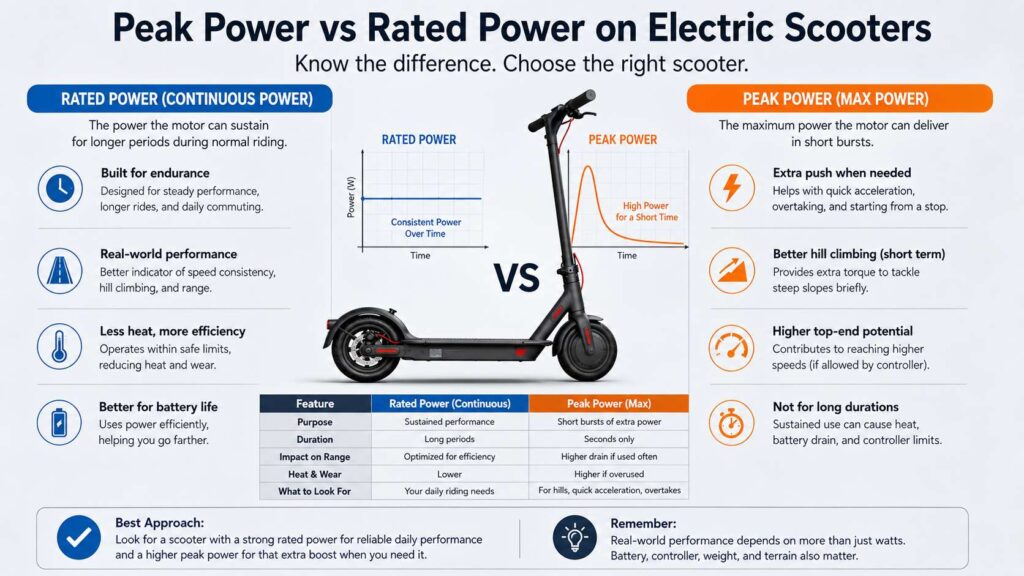 Peak Power vs Rated Power on Electric Scooters diagram